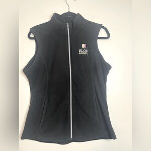 Port Authority black fleece vest Elon University‎ Business logo size M women’s